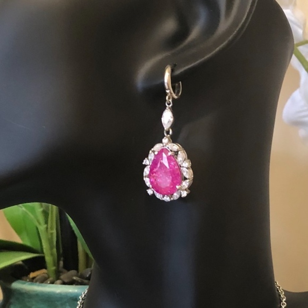 Pink teardrop gemstone earrings